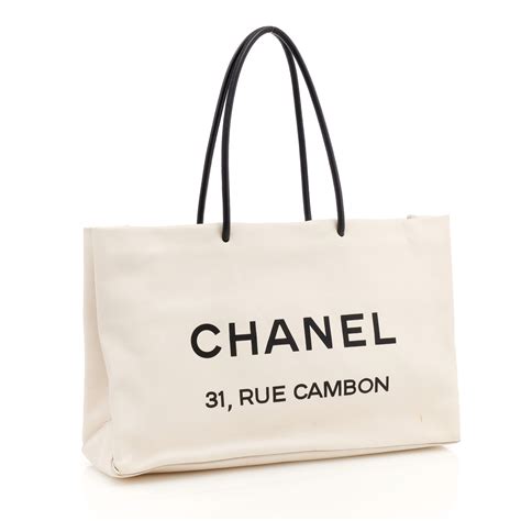 Small white leather '31 Rue Cambon' tote bag 